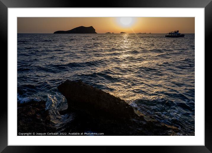 Beautiful and warm sunset in the Mediterranean Sea from the coas Framed Mounted Print by Joaquin Corbalan