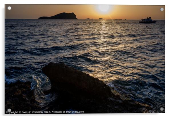 Beautiful and warm sunset in the Mediterranean Sea from the coas Acrylic by Joaquin Corbalan