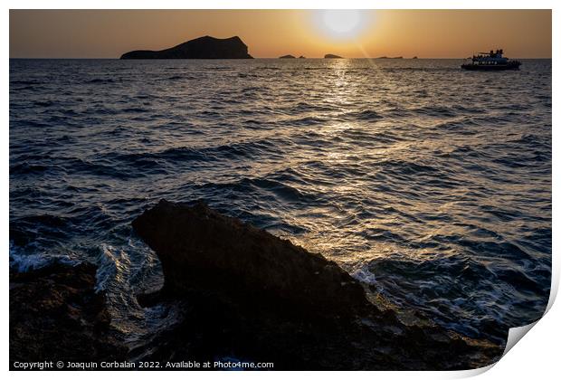 Beautiful and warm sunset in the Mediterranean Sea from the coas Print by Joaquin Corbalan
