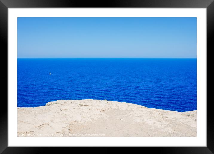 Intense blue sea, relaxing background of the coast seen from abo Framed Mounted Print by Joaquin Corbalan
