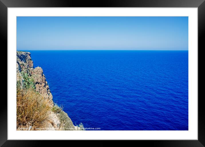 Intense blue sea, relaxing background of the coast seen from abo Framed Mounted Print by Joaquin Corbalan