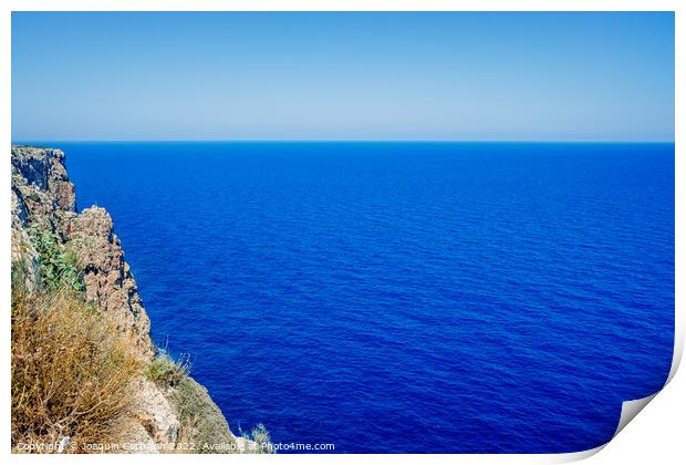 Intense blue sea, relaxing background of the coast seen from abo Print by Joaquin Corbalan
