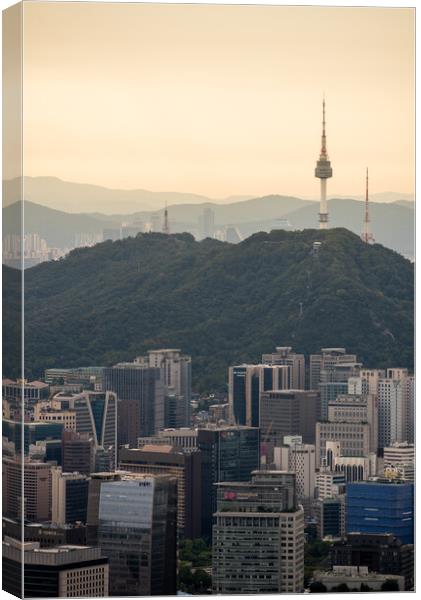 Seoul Tower on Namsan Mountain in central Seoul South Korea Canvas Print by Mirko Kuzmanovic