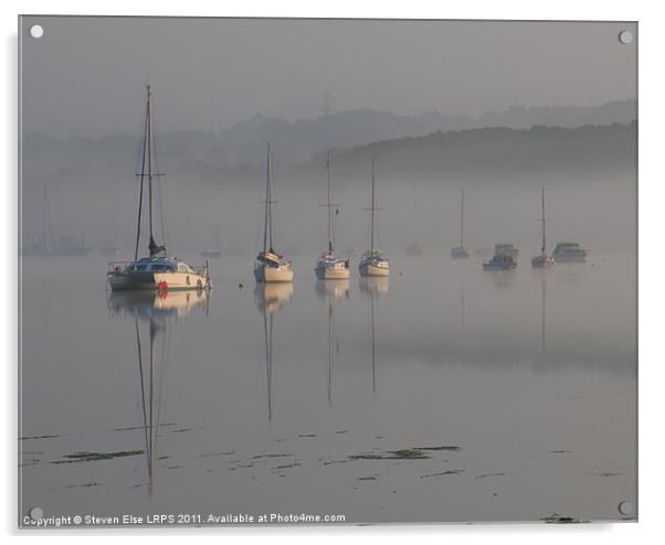 Boats in The Mist Acrylic by Steven Else ARPS