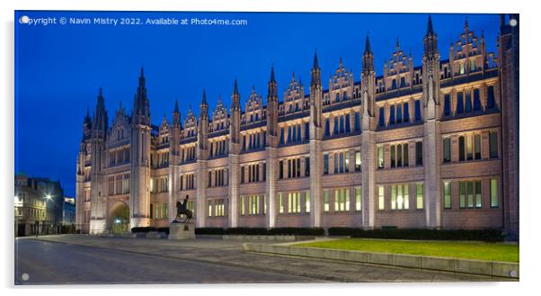 A view of Marischal College,  Aberdeen Acrylic by Navin Mistry
