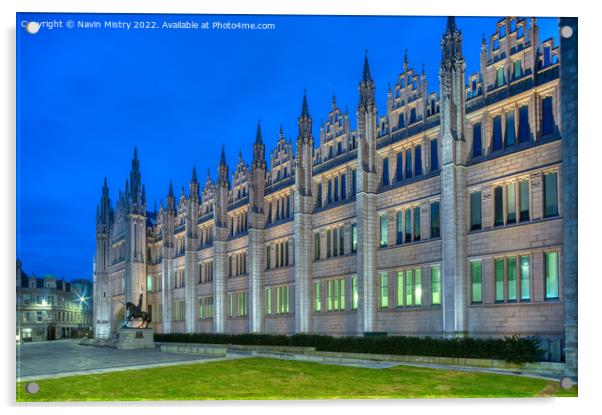 Marischal College Aberdeen  Acrylic by Navin Mistry