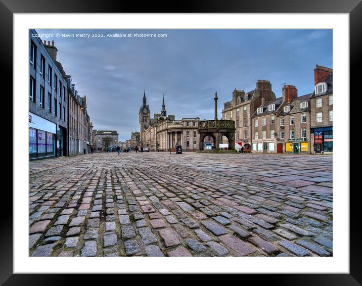 Castlegate and the Mercat Cross, Aberdeen Framed Mounted Print by Navin Mistry