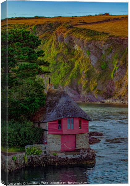 The boathouse at Bantham  Canvas Print by Ian Stone