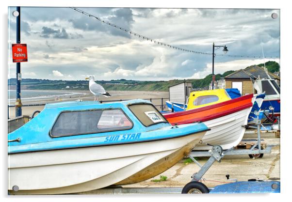 Filey No Parking For Seagulls  Acrylic by Alison Chambers