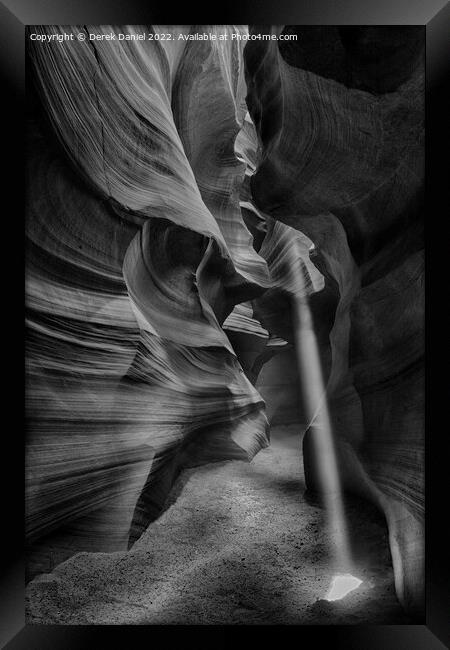 Light Beam in Antelope Canyon (mono) Framed Print by Derek Daniel
