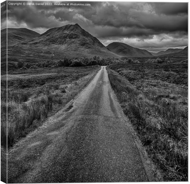 Majestic Road to Glen Etive Canvas Print by Derek Daniel