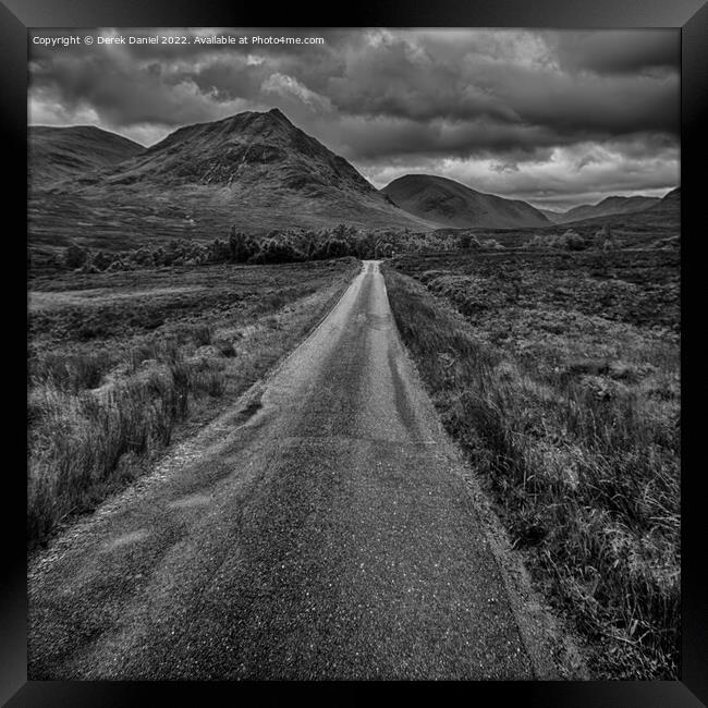 Majestic Road to Glen Etive Framed Print by Derek Daniel
