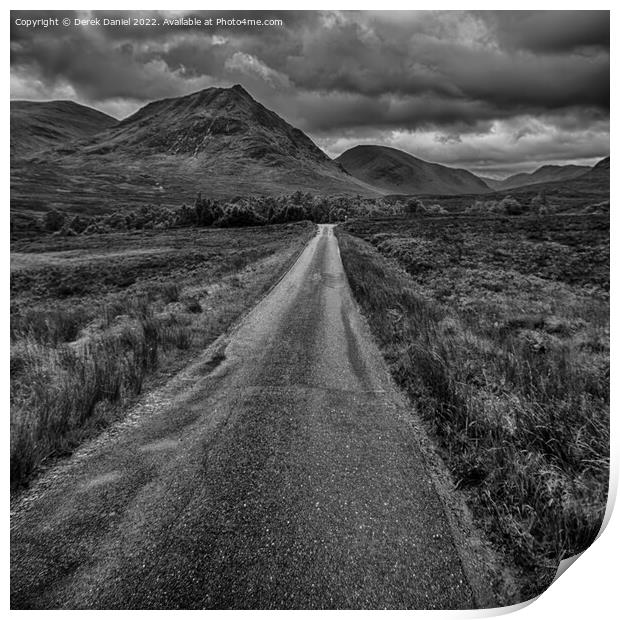 Majestic Road to Glen Etive Print by Derek Daniel