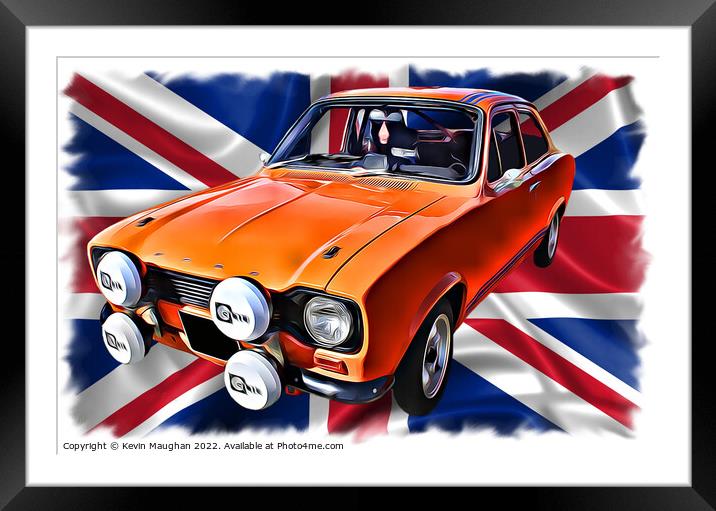 1971 Ford Escort (Digital Art) Framed Mounted Print by Kevin Maughan