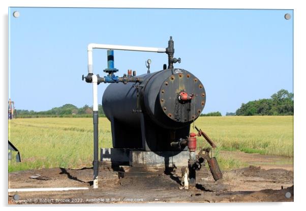 Oil Well Storage Equipment in a field Acrylic by Robert Brozek