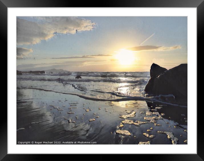 Serene Sunset Waves Framed Mounted Print by Roger Mechan