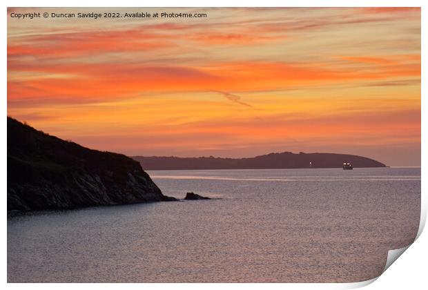 Sunrise over Falmouth / St Anthony's Head Print by Duncan Savidge