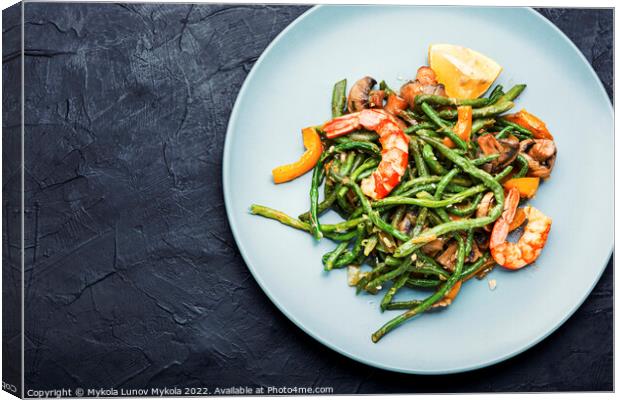 Green shrimp salad. Canvas Print by Mykola Lunov Mykola