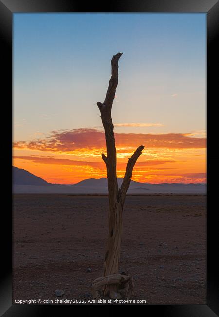 Namib Desert at Sunset Framed Print by colin chalkley