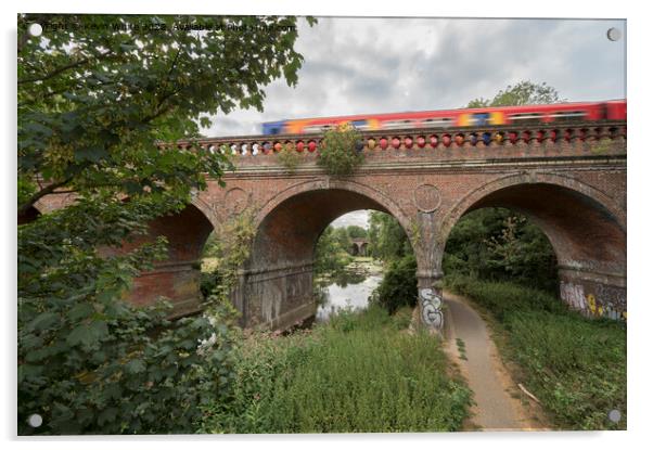 Graffiti under Leatherhead bridge with speeding train Acrylic by Kevin White