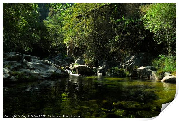 Rio da Gralheira and old water mill in Carvalhais Print by Angelo DeVal