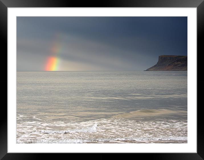 Rainbow lights on Fair Head Framed Mounted Print by David McFarland