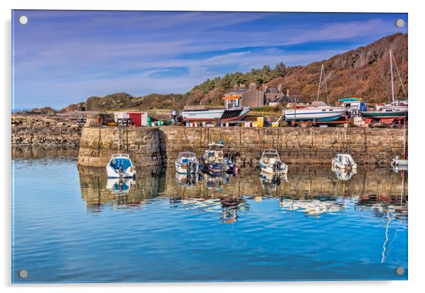 Dunure Boat Reflection Acrylic by Valerie Paterson
