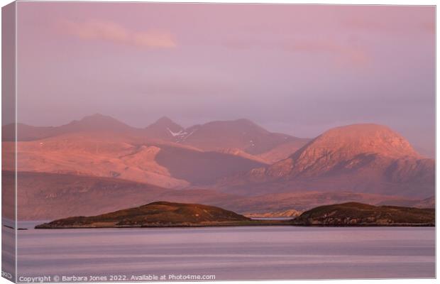 NC500, Sunset Light on An Teallach Scotland. Canvas Print by Barbara Jones