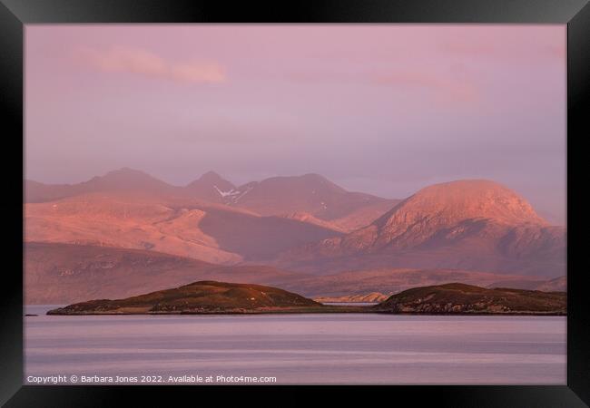 NC500, Sunset Light on An Teallach Scotland. Framed Print by Barbara Jones