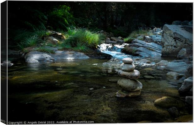 Zen rocks in Gralheira river Canvas Print by Angelo DeVal