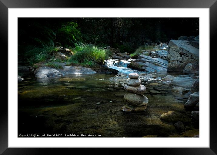 Zen rocks in Gralheira river Framed Mounted Print by Angelo DeVal