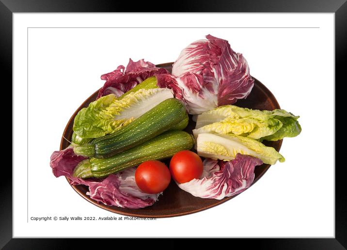 brown dish of colorful salad ingredients Framed Mounted Print by Sally Wallis