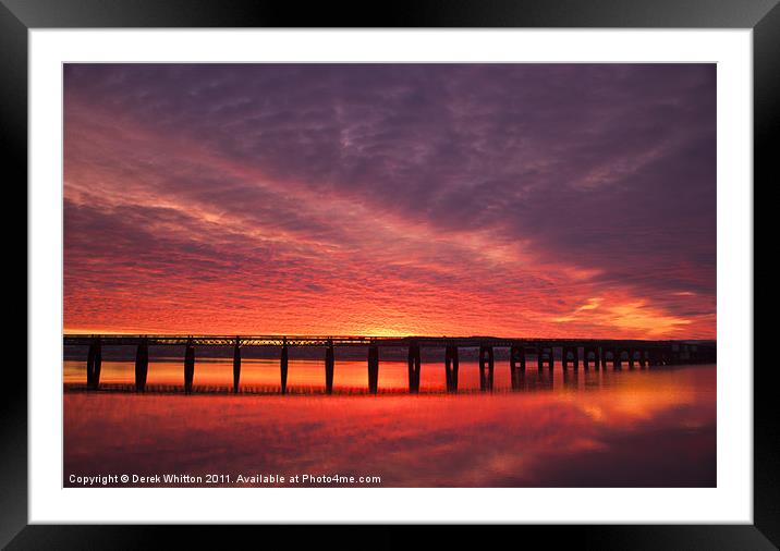 Dundee`s Tay Rail Bridge Sunrise. Framed Mounted Print by Derek Whitton