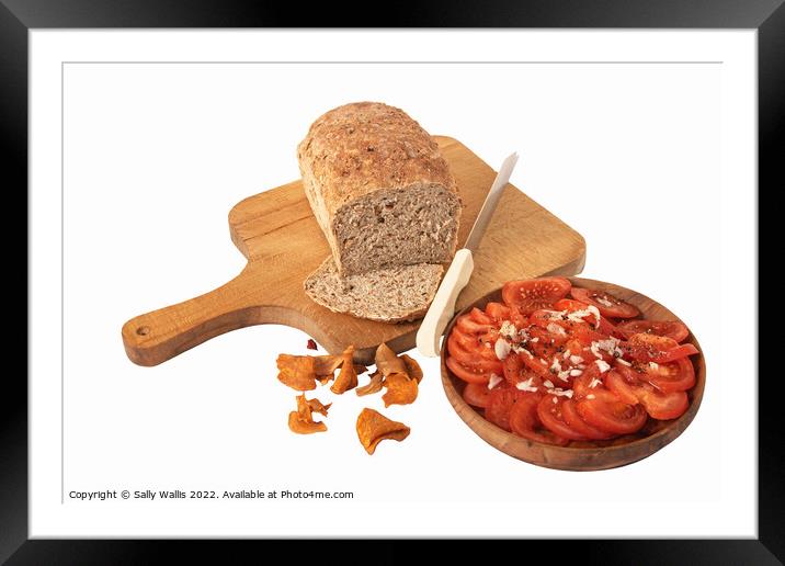 Granary bread with tomato salad Framed Mounted Print by Sally Wallis