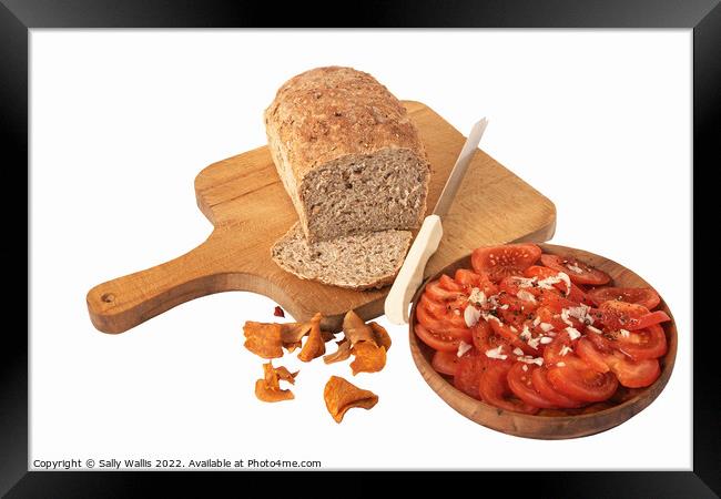 Granary bread with tomato salad Framed Print by Sally Wallis