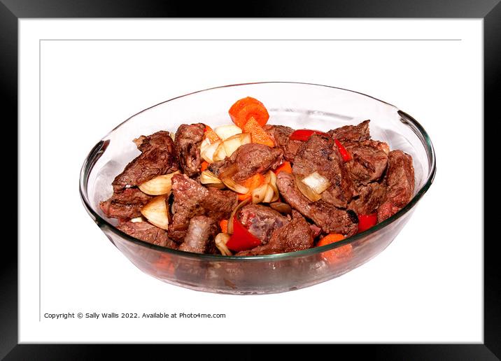 Beef stew with mixed vegetables Framed Mounted Print by Sally Wallis