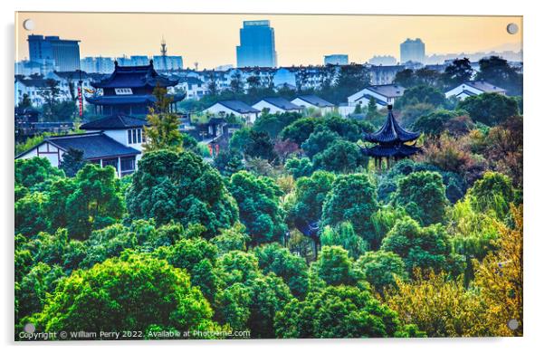 Pan Men Gate Scenic Area Park Garden Suzhou China Acrylic by William Perry