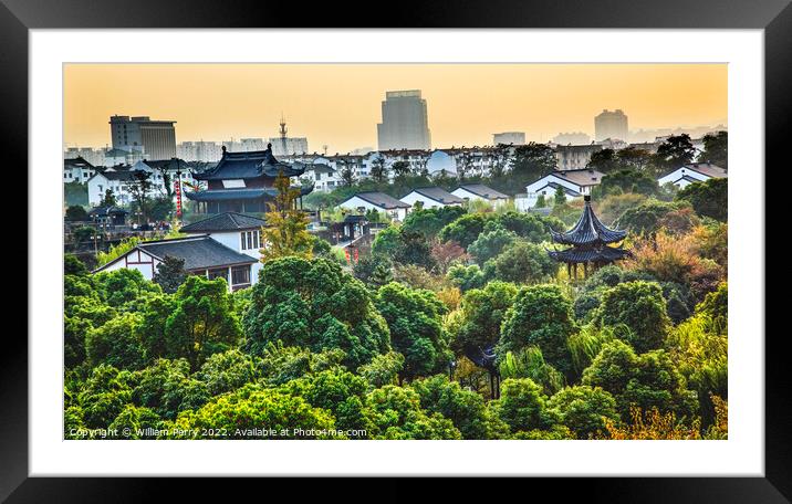 Ancient Chinese Pan Men Water Gate Scenic Area Suzhou China Framed Mounted Print by William Perry