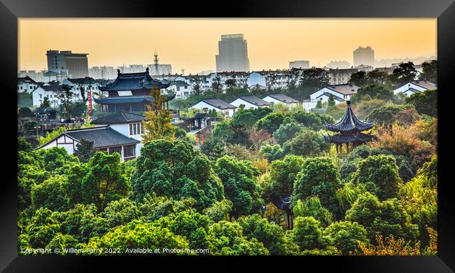 Ancient Chinese Pan Men Water Gate Scenic Area Suzhou China Framed Print by William Perry