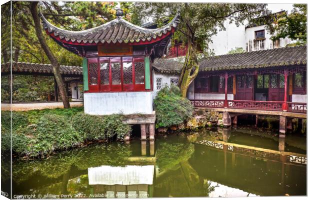 Red Pagoda Garden Humble Administrator Suzhou China Canvas Print by William Perry