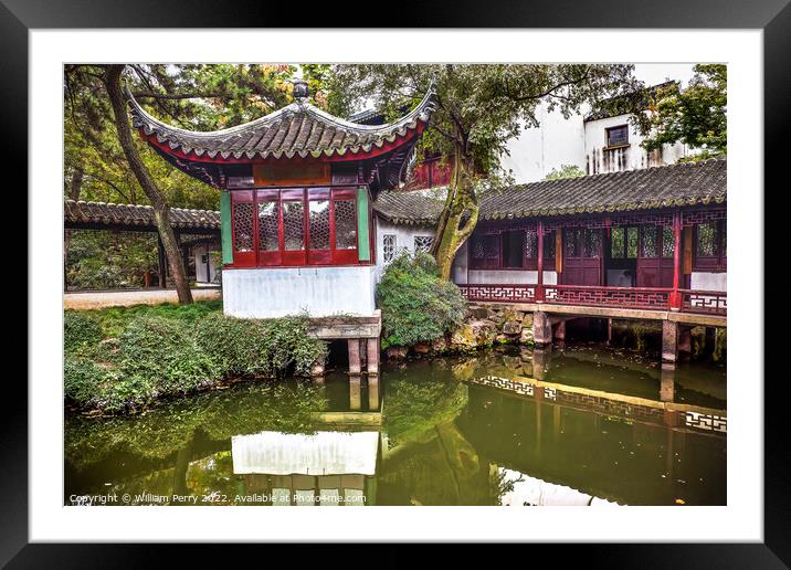 Red Pagoda Garden Humble Administrator Suzhou China Framed Mounted Print by William Perry