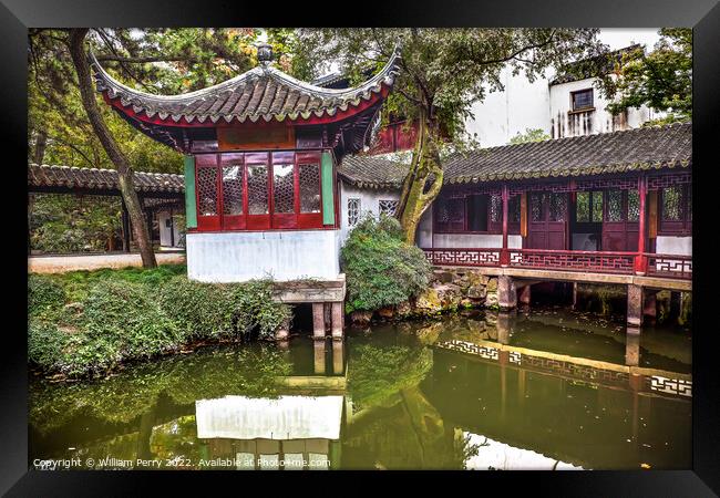 Red Pagoda Garden Humble Administrator Suzhou China Framed Print by William Perry
