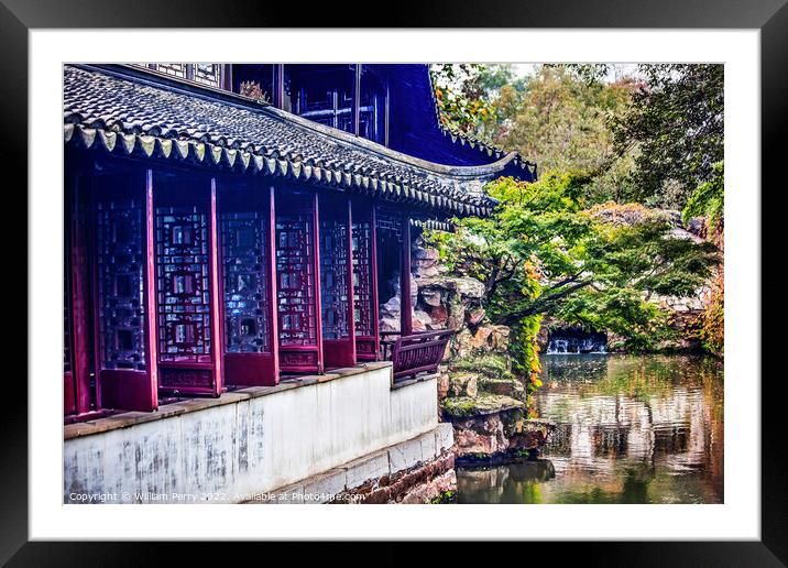 Garden Humble Administrator Chinese House Reflection Suzhou China Framed Mounted Print by William Perry