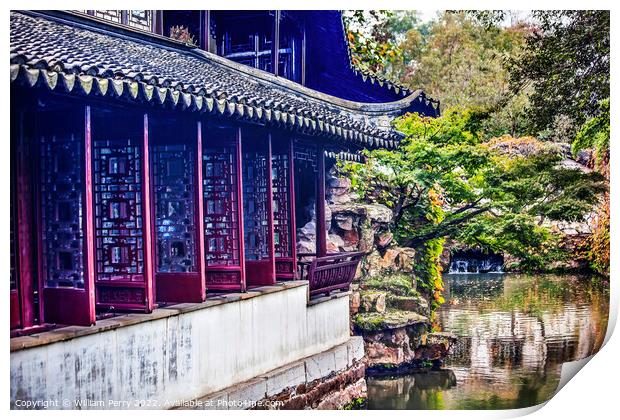 Garden Humble Administrator Chinese House Reflection Suzhou China Print by William Perry