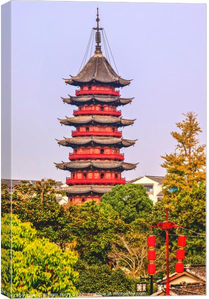 Ancient Chinese Ruigang Pagoda Suzhou China Canvas Print by William Perry