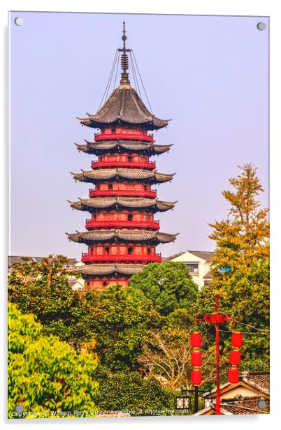 Ancient Chinese Ruigang Pagoda Suzhou China Acrylic by William Perry