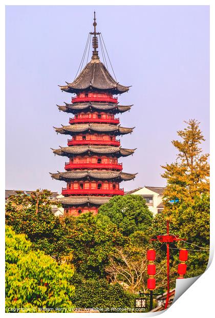 Ancient Chinese Ruigang Pagoda Suzhou China Print by William Perry