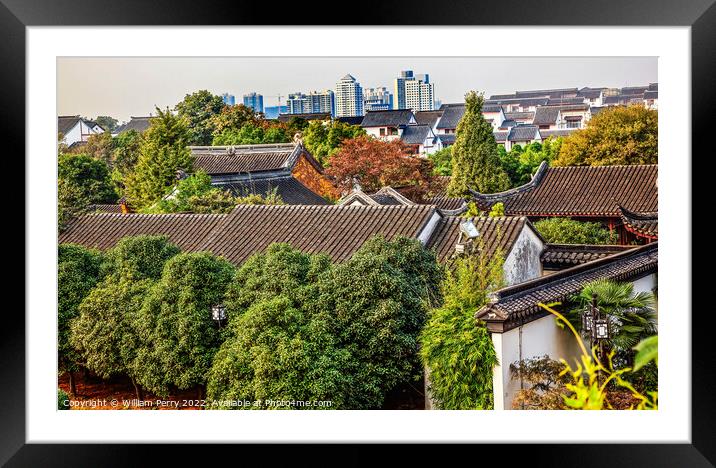 Ancient Style White Apartment Buildings Suzhou China Framed Mounted Print by William Perry