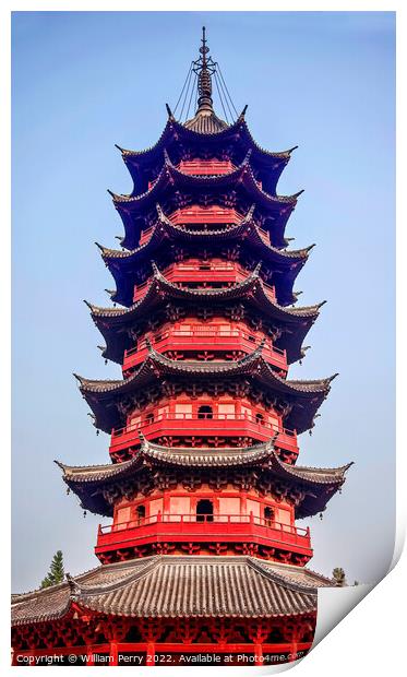 Ancient Chinese Ruigang Pagoda Suzhou Jiangsu China Print by William Perry