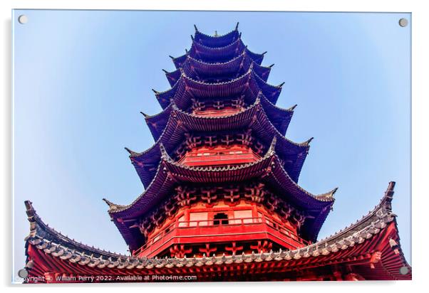 Ancient Chinese Ruigang Pagoda Suzhou Jiangsu China Acrylic by William Perry
